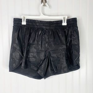 Athleta Black Camo Racer Run Shorts Size Large